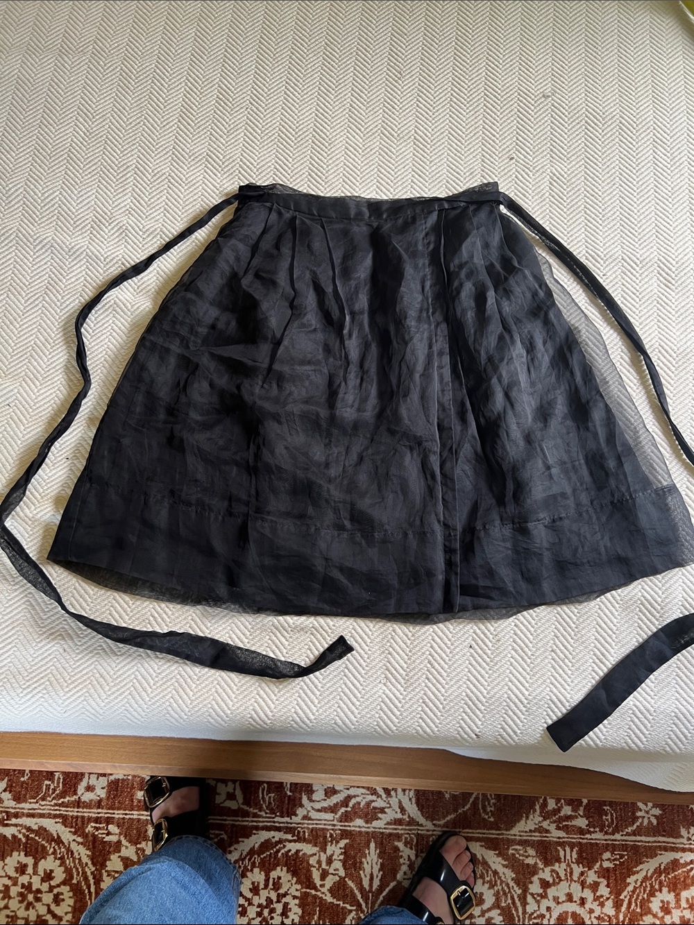 Jil Sander Black Silk tulle Circle Skirt with Tie Waist size S-XS